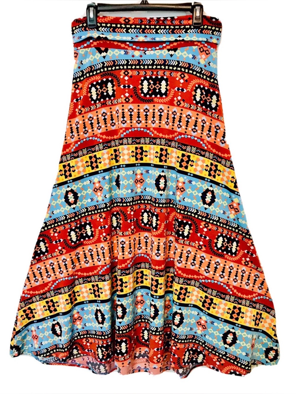 LulaRoe Simply Comfort Womens Size S Aztec Southwest Print Roll Top Maxi Skirt